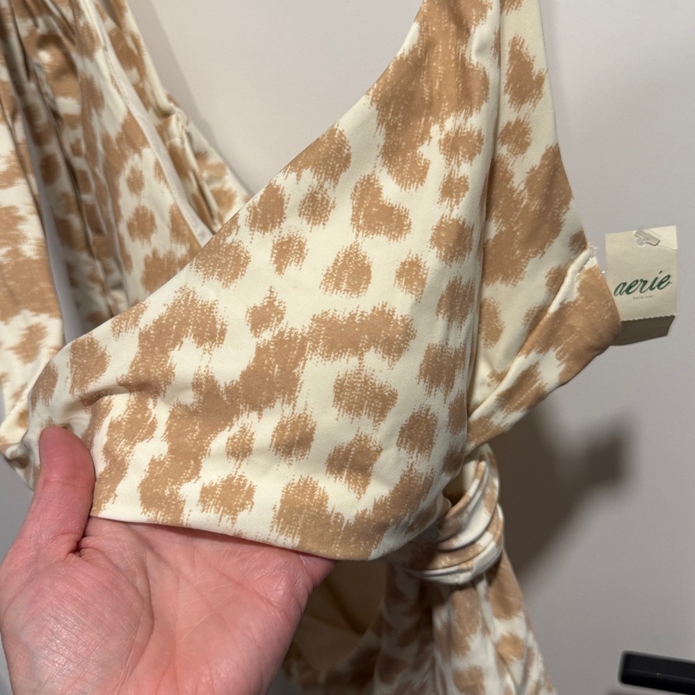 Aerie Animal Print Wrap One Piece Cheetah Leopard Large Tall NWT Sexy - Picture 5 of 10